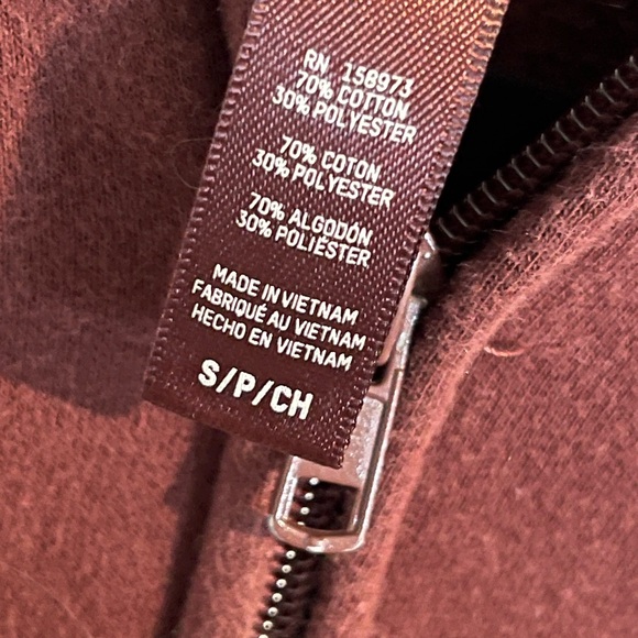 SKIMS Oversized Oxblood Distressed Style Zip-Up Sweater - Picture 3 of 3